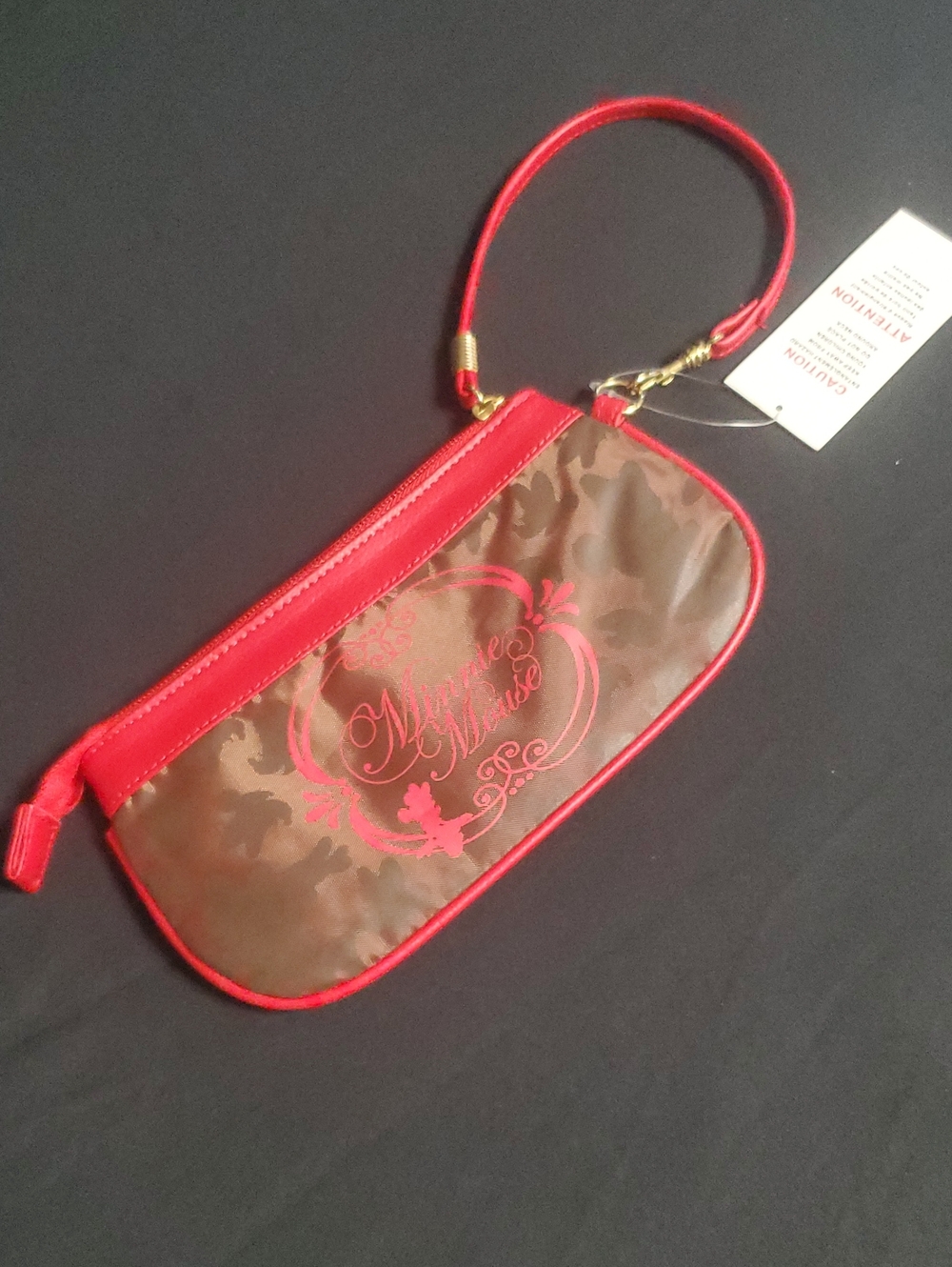 Disney Minnie Mouse Red and Brown Wristlet